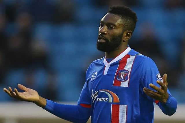 Keith Curle reached out to his former Carlisle United striker Jabo Ibehre to assist Hartlepool United forward Josh Umerah.  (Photo by Dave Thompson/Getty Images)