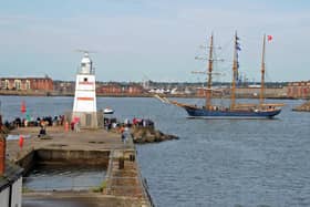 Tall Ships leaving Victoria Dock at the end of the four-day event in July. Picture by IAN MALCOLMSON.