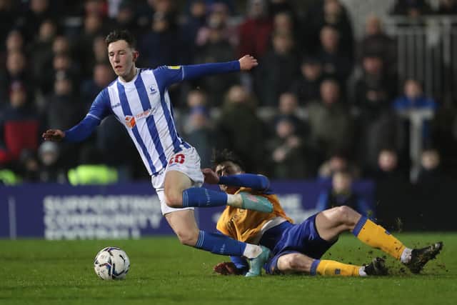 Joe White came off the bench and could have sealed all three points for Hartlepool United. (Credit: Mark Fletcher | MI News)