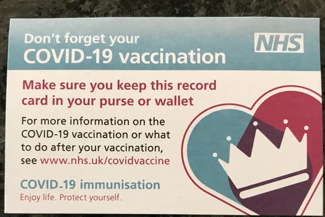 A Covid-19 vaccination card