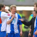 Danny Wilson gives out instructions to the Hartlepool United players during their 3-0 win at Darlington in March 2007 (photo: Frank Reid)