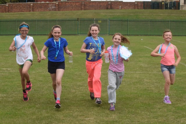 Some of the pupils at Brougham Primary School who took part in 5K race for life in 2015.