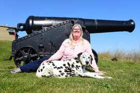 Heugh Battery Museum manager Diane Stephens with rescue dalmatian Domino.