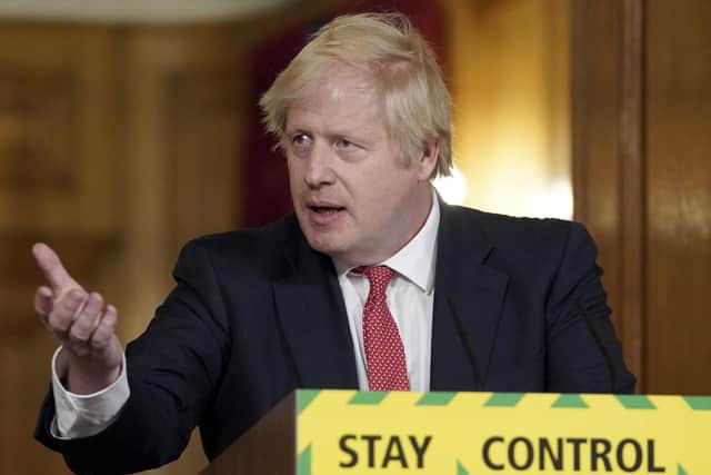Britain's Prime Minister Boris Johnson holds the Daily COVID-19 coronavirus press conference inside 10 Downing Street, Monday May 11, 2020.