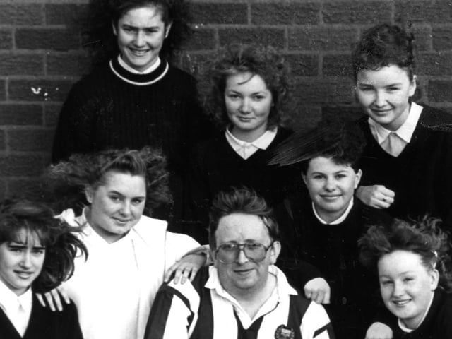 Brierton School pupils Sarah Theobald, Vikki Nobel, Joanne Wales, Kellie Stamper, Elaine Morrow and Louise Pollock raise £80 for Comic Relief in 1989.
