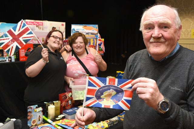 Hughie McDermot, Cheryl Ross and Jan Cheeny hold a Jubilee Charity Day at Ye Olde Durhams Social Club.