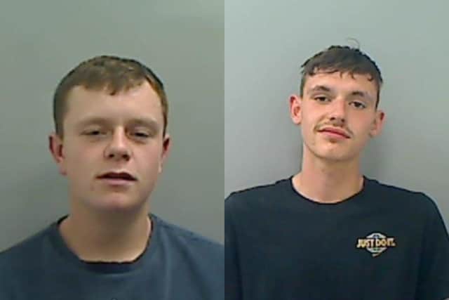 Nathan Dunn (left) and Tobie Robson were each sentenced to youth detention for a series of crimes on homes and vehicles in Hartlepool in the early hours of the morning.