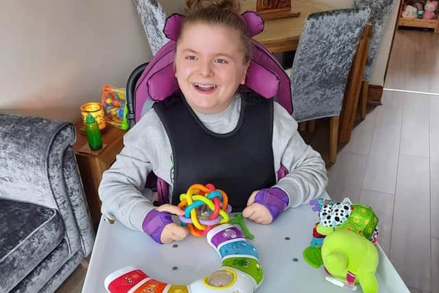 Talia is all smiles at her home in Hartlepool.