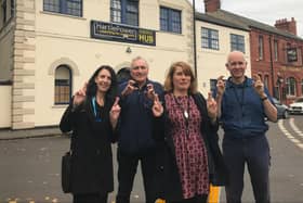 Hartlepower staff and voluntary sector support workers (from left) Clair Gilbraith, Peter Gowland, Juli Simons and Julian Penton outside the Energy Hub.