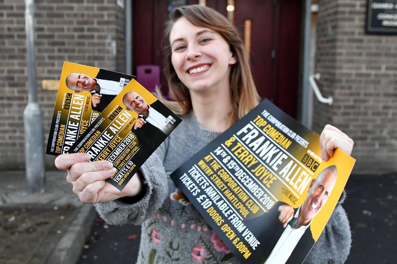 Corporation Club bar manager, Nancy Pout, holds tickets to see comedian, Frankie Allan, at an event held in the club in 2018.