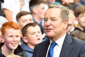 Jeff Stelling at the 2021 Hartlepool United National League play-off final.