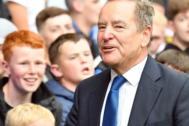 Jeff Stelling at the 2021 Hartlepool United National League play-off final.