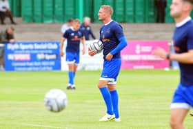 Gary Liddle warming up ahead of Blyth Spartans 2-1 HUFC pre-season friendly. 27-07-2021. Picture by Bernadette Malcolmson