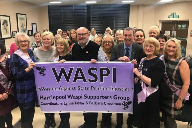 Easington MP Grahame Morris (centre) and Hartlepool MP Mike Hill with members of the Hartlepool WASPI Supporters Group.