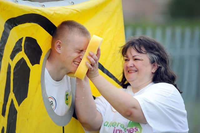 Frances Connolly soaks Liam McClintock during one an event at the Hartlepool Community Games, which were held in 2012 to coincide with the Olympic Games in London.