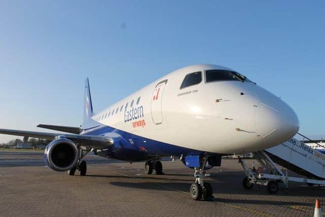 One of Eastern Airways' 76-seat E-Jet Embraer 170 aircraft that will fly from Teesside to Heathrow.