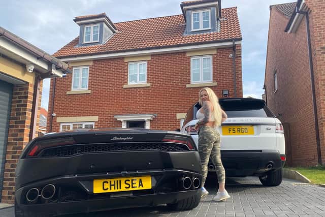 Chelsea Ferguson and her Lamborghini