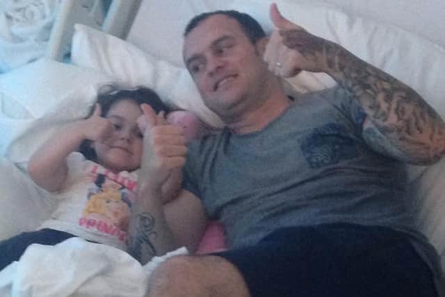 Lyla O'Donovan in hospital with her dad Paul in 2016.
