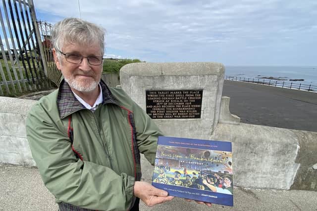 Ian Lightfoot with his book Voices from a Bombardment./Photo: Frank Reid