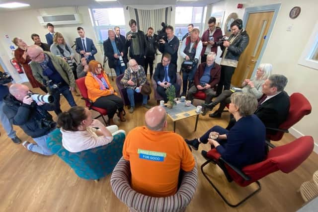 Mr Starmer and Shadow Home Secretary Yvette Cooper met with residents at The Annexe community centre, in Wharton Terrace, to discuss anti-social behaviour in Hartlepool./Photo: Frank Reid
