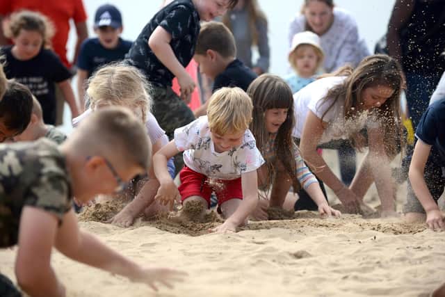 Children's treasure dig as part of the Hartlepool Carnival at Fish Sands.