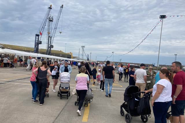 Visitors on the Tall Ships Races site on Sunday.