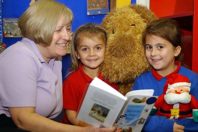 Sharing a precious moment with their Teddy Bears at Throston Library in 2004.