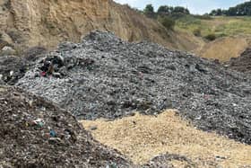 The mounds of shredded household waste at Hart Quarry in Hartlepool.