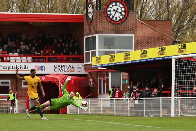 Mason Bloomfield of Hartlepool shooting at goal during the FA Cup Fourth Qualifying Round match between Ilkeston Town and Hartlepool United at the New Manor Ground, Ilkeston on Saturday 24th October 2020. (Credit: James Holyoak | MI News)