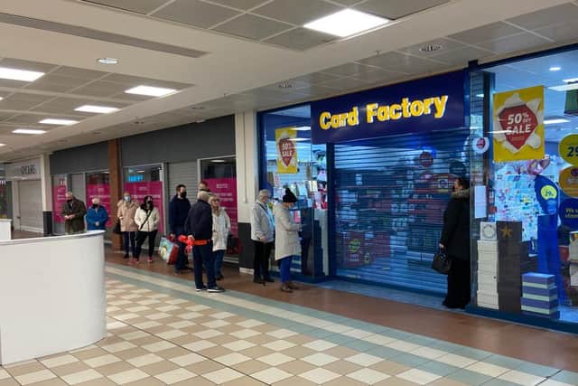 People waiting for Card Factory to open on Boxing Day./Photo: Frank Reid