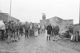 Pickets on duty at Easington Colliery in March 1984.