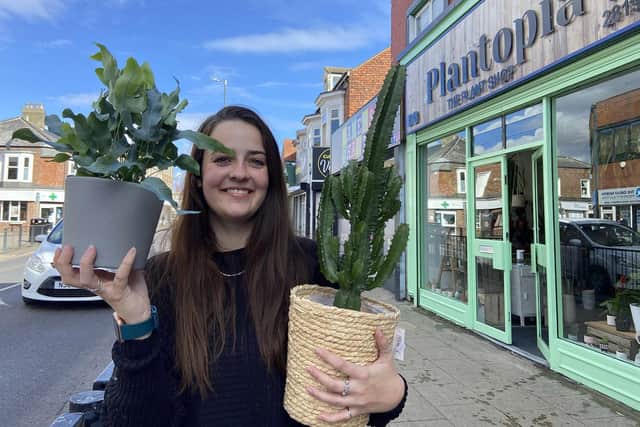 Emily Vaughan outside of Plantopia's new shop on York Road, Hartlepool. Picture by Frank Reid
