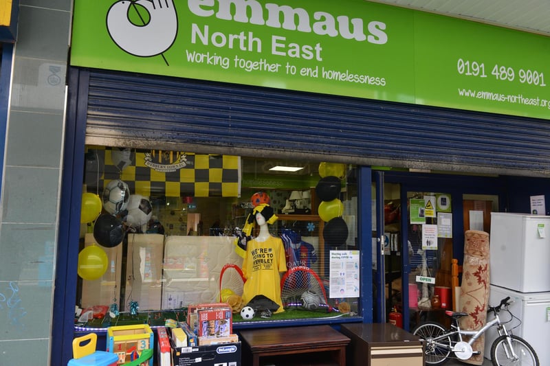No chance missed for some Hebburn Town colours in this window at the Emmaus shop