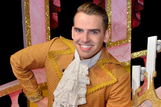 Kurtis Stacey played Alex Moss in the soap. Here he is at the Forum Theatre panto in Billingham playing Dandini in Cinderella in 2017.