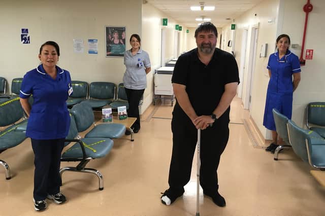 Highly specialised podiatrist Melanie Cooley, left, podiatry assistant Lucy Graham, patient Martin Bunning and highly specialised podiatrist Claire O’Malley.