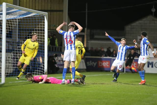 Hartlepool United took the lead on the stroke of half-time when Peter Clarke headed into his own goal. (Credit: Harry Cook | MI News)