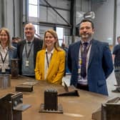 Hartlepool College of Further Education's Michelle Roberts (Head of Facilities), Darren Hankey (Principal and CEO), Helen Gott (Head of Fabrication and Welding) and Stuart Irvine (Chair of Governors) at the Centre of Excellence on Exeter Street. Picture: HCFE