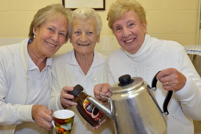 Anne Longmoor, Florence Cunnah and Rita Lee were pictured making the tea and coffee during the Presidents Day at Grayfields Ladies Bowls Club 8 years ago.