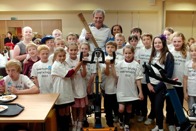 Dyke House School held an Olympic themed sports day. Former head teacher Bill Jordan, who was a Torch Bearer when the relay passed through Hartlepool, was pictured with some of the youngsters taking part in the event.