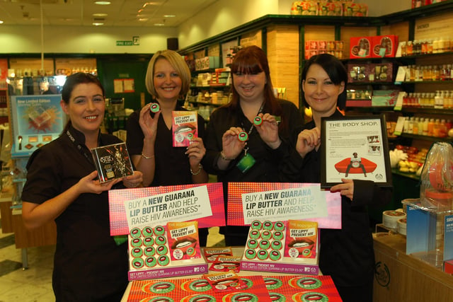 Body Shop manager Tracey Robson, second left, is in the picture with Tracey Wallace, Pippa Turber, and Jo McCarte in this photo from 2008.
