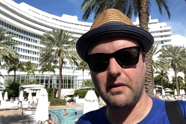 Phil at the Fontainebleau Hotel in Miami Beach which was used in the film Goldfinger.