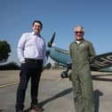 Tees Valley Mayor Ben Houchen and Spitfire pilot John Romain at Teesside Airport. Copyright Dave Charnley Photography Ltd.