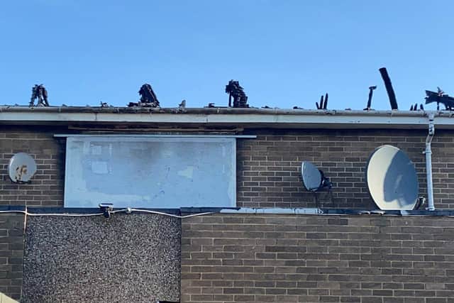 Damage to the roof viewed from the back of the pub. Picture by FRANK REID.