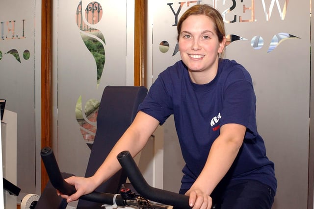 At the same time as being a nightclub, the Wesley also houses a plush gym and health club. Kerry Matthews is pictured here on one of the gym's exercise bikes.