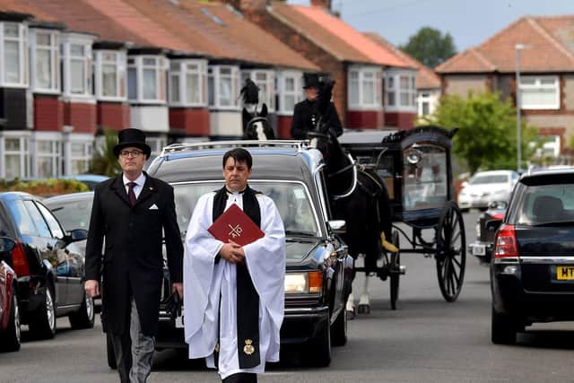 Benjamin Catchpole's cortege makes its way from his home. Picture by FRANK REID