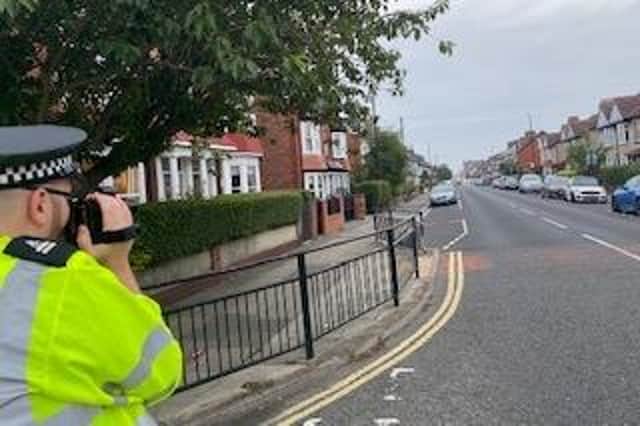 Officers carried out speed check on Hartlepool's Park Road./Photo: Hartlepool Neighbourhood Police Team