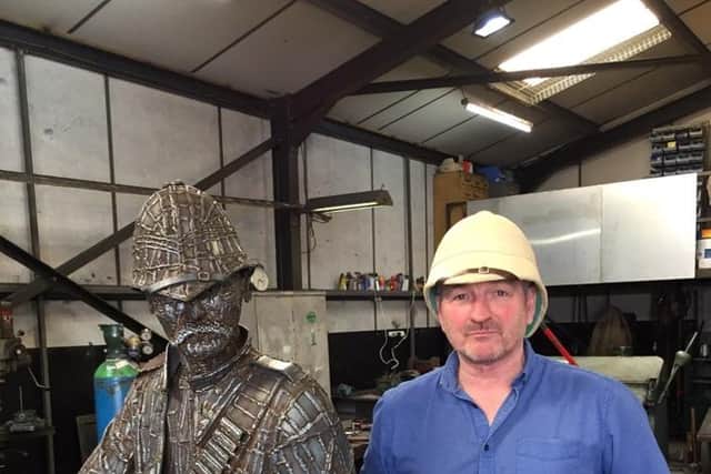 Appeal organiser Stephen Close with the completed Boer War Statue.