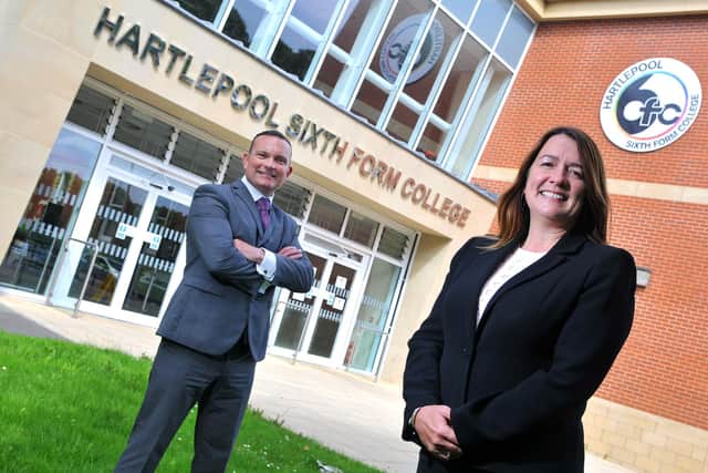 Head of Hartlepool Sixth Form College Mark Hughes with Ellen Thinnesen, Principal and Chief Executive of the college. 