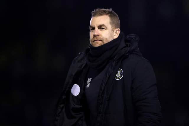 Harrogate Town manager Simon Weaver has praised Hartlepool United supporters for their influence in the first meeting between the two teams earlier this season (Photo by George Wood/Getty Images)