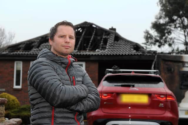 Sean Ivey outside his home in Wingate which was destroyed in two suspected arson attacks.